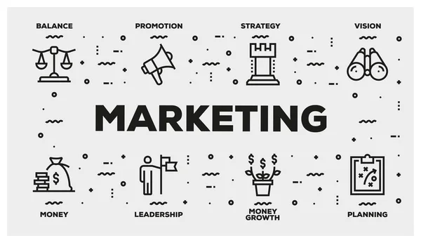Zestaw Ikon Marketingu Linii — Zdjęcie stockowe