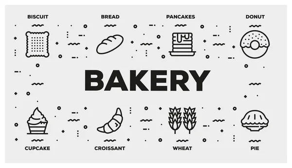 Bäckereizeilen Symbol Gesetzt — Stockfoto