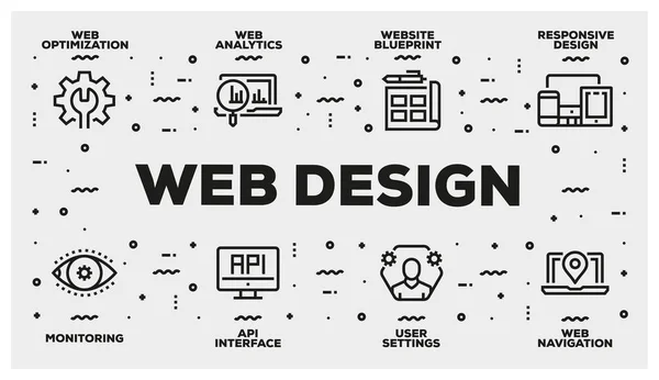 Conjunto Iconos Línea Diseño Web — Foto de Stock