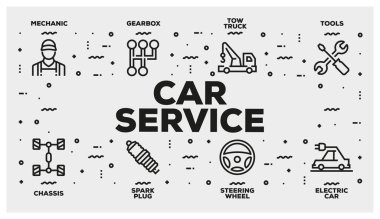 Araba servis satırı Icon Set, illüstrasyon 