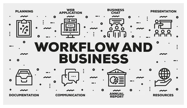 Workflow Business Line Icon Set — Stockfoto