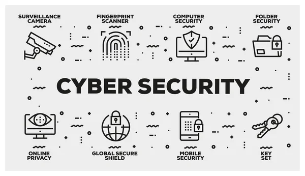 Cyber Security Line Icon Set — Stock Photo, Image