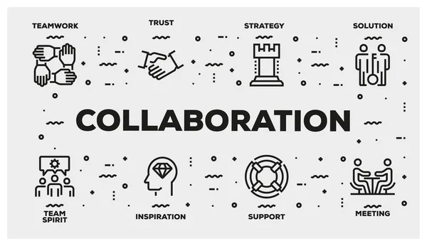 Collaboration Line Icon Set Ilustración — Foto de Stock
