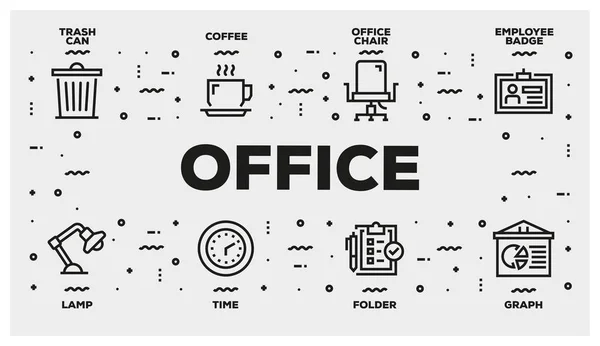 Office Line Icon Set Illusztráció — Stock Fotó