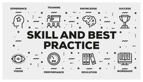 Skill Best Practice Line Icon Set — Stock Photo, Image
