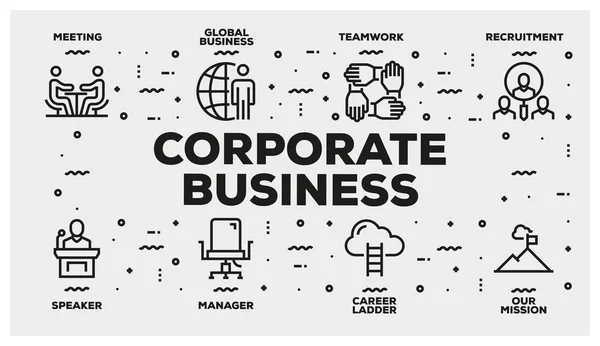Corporate Business Line Icon Set — Stockfoto