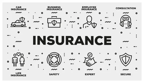 Insurance Line Icon Set Ilustrasi — Stok Foto