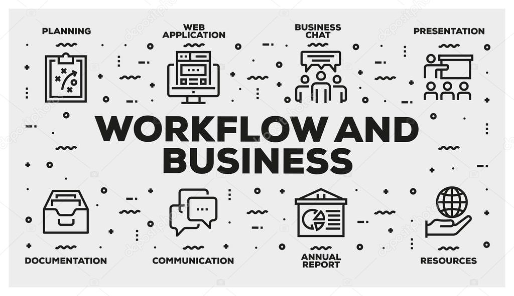 WORKFLOW AND BUSINESS LINE ICON SET