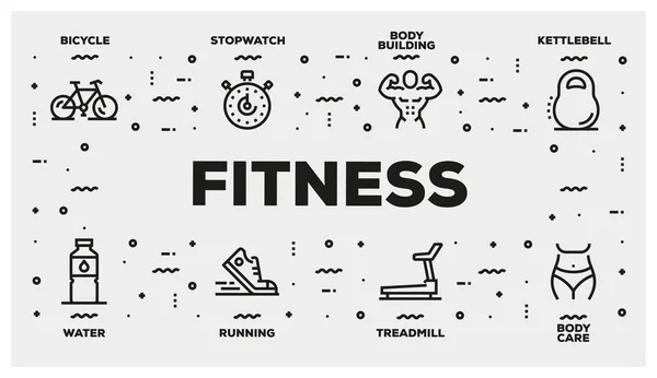 Fitness Satır Icon Set Illüstrasyon — Stok fotoğraf