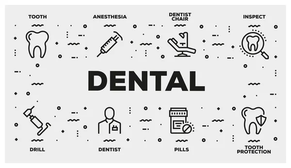 Set Dental Line Icon Illustration — Photo