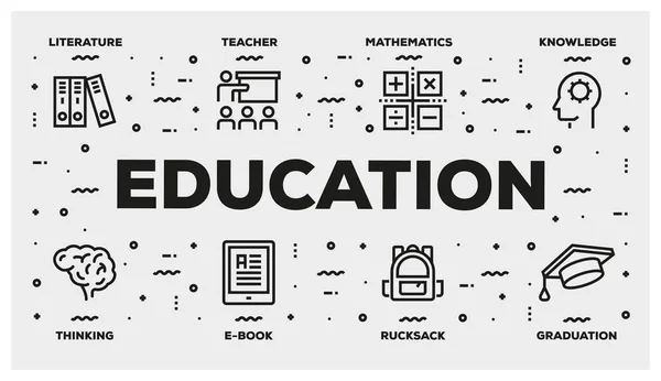 Education Line Icon Set Ilustración —  Fotos de Stock