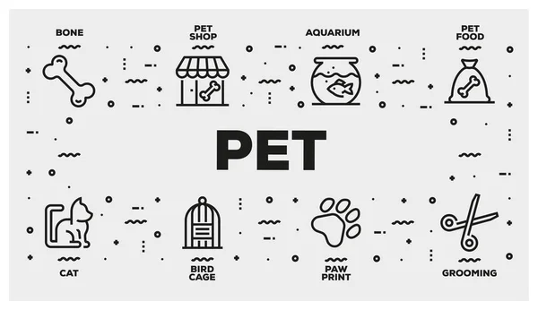 Set Icone Linea Pet Illustrazione — Foto Stock