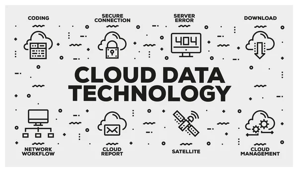 Tecnología Línea Icono Conjunto Datos Nube — Foto de Stock
