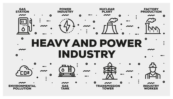 Zestaw Ikon Przemysłu Energetycznego Ciężkich Linii — Zdjęcie stockowe