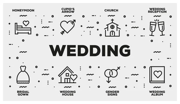 WEDDING LINE ICON SET,  illustration