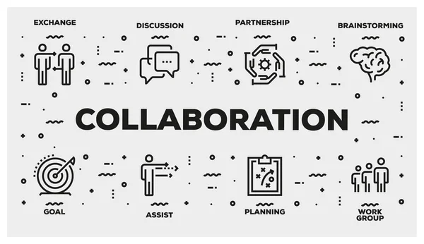 Collaboration Line Icon Set — Stock Photo, Image