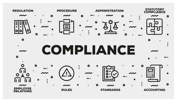 Compliance Line Icon Set Illustration — Stockfoto