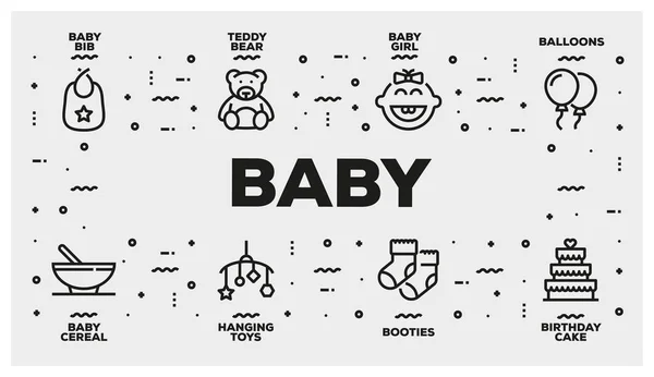 Bebek Çizgi Icon Set Illüstrasyon — Stok fotoğraf