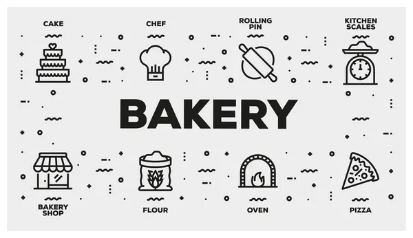 Bäckerei Linie Icon Set Illustration — Stockfoto