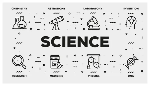 Conjunto Iconos Línea Ciencia Ilustración —  Fotos de Stock