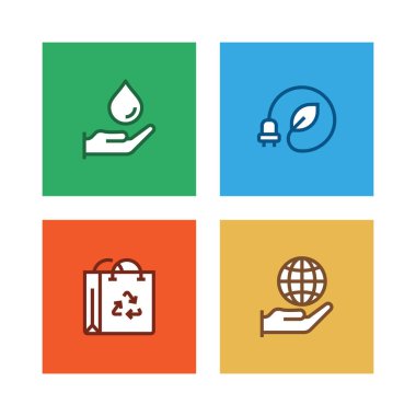 Güç ve enerji hattı Icon Set
