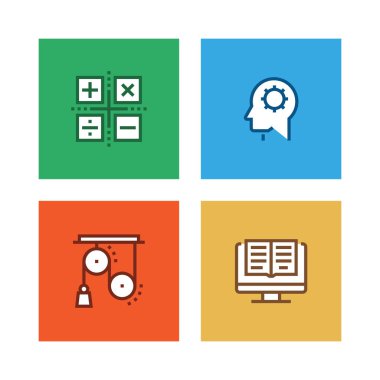 Eğitim satır Icon Set, illüstrasyon 