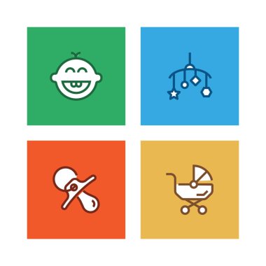 Bebek çizgi Icon Set, illüstrasyon 