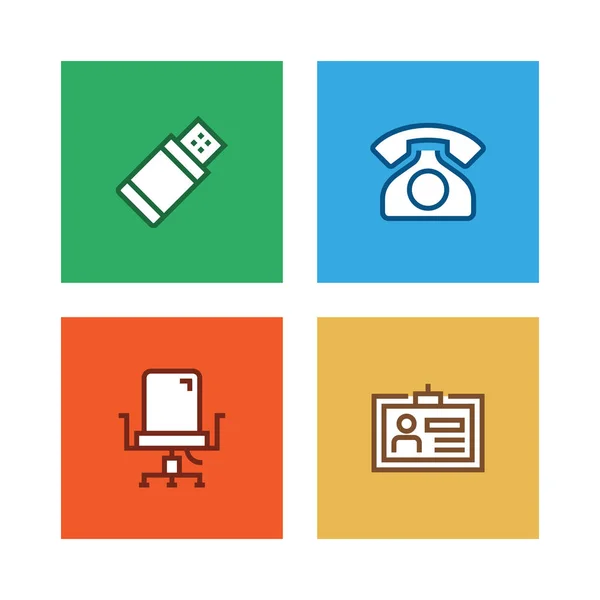 Work Space Line Icon Set — Stock Photo, Image