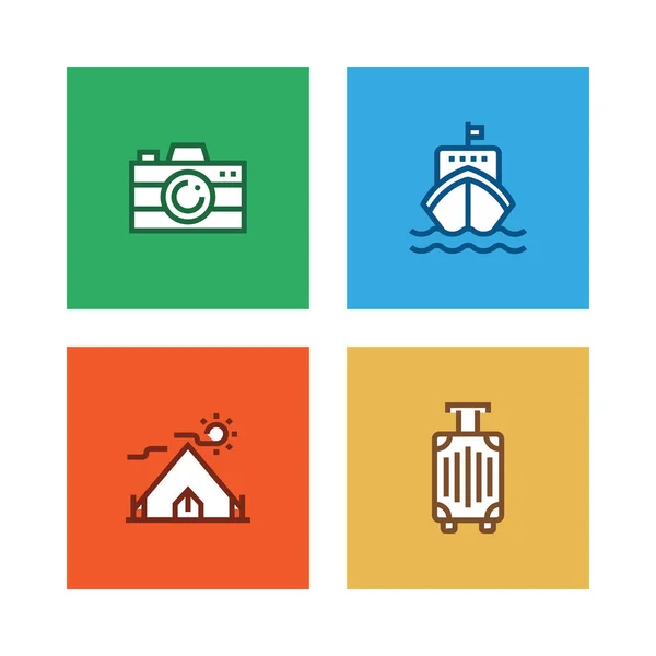 Travel Line Icon Set Ilustración — Foto de Stock