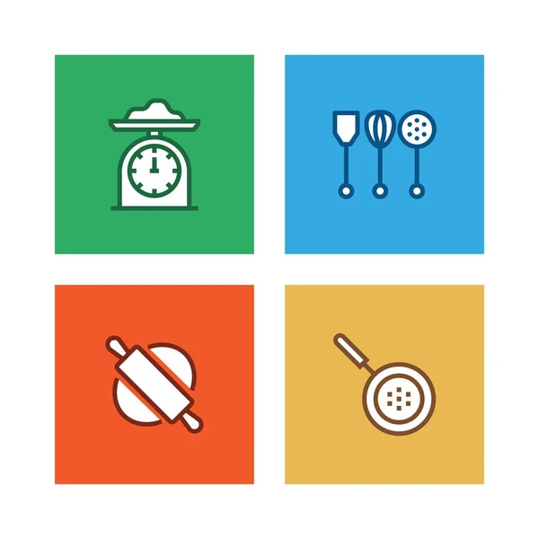 Küchenzeile Icon Set Illustration — Stockfoto