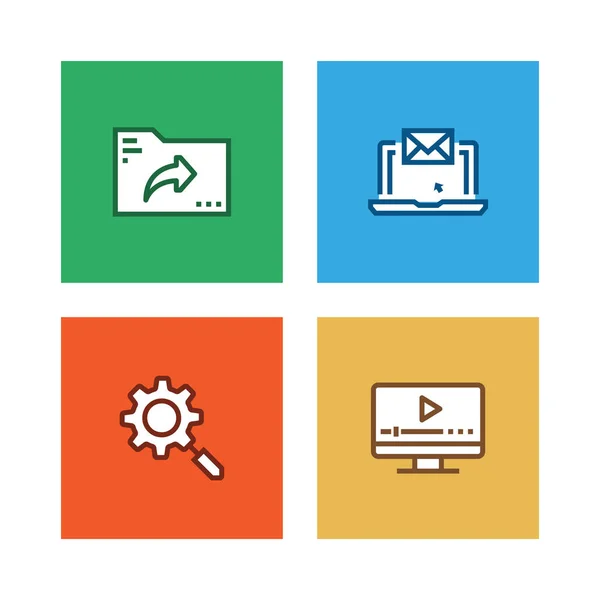 Seo Development Line Icon Set — Stock Photo, Image