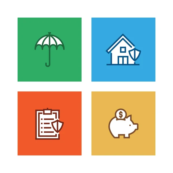 Verzekeringen Regel Icon Set — Stockfoto