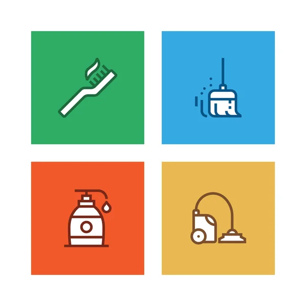 Línea Limpieza Icon Set Ilustración —  Fotos de Stock