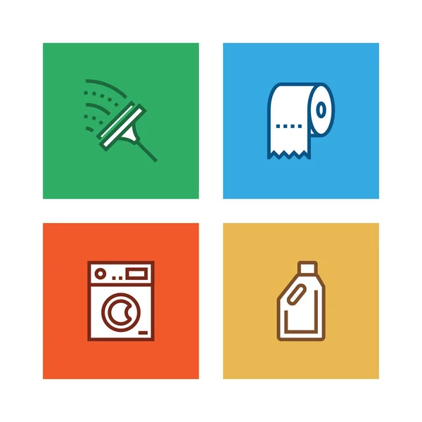 Schoonmaak Lijn Icon Set Illustratie — Stockfoto