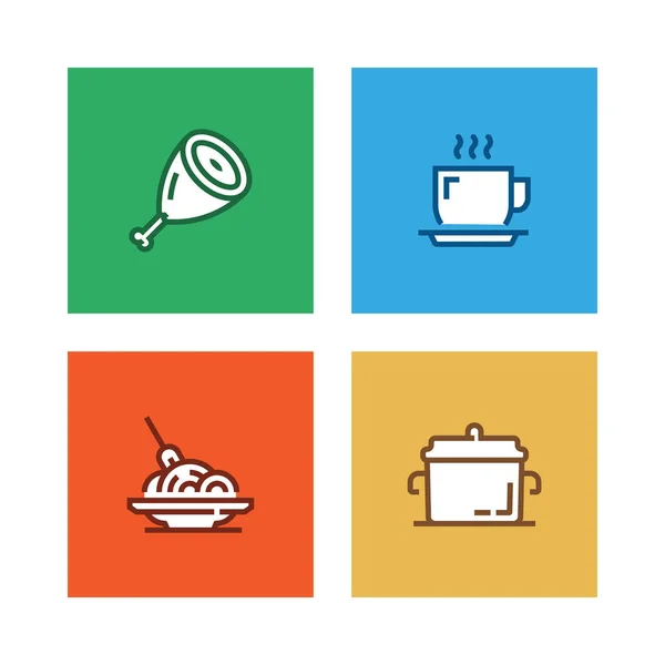 Yiyecek Içecek Satır Icon Set — Stok fotoğraf