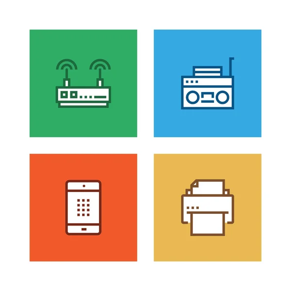 Technology Devices Line Icon Set — Stock Photo, Image
