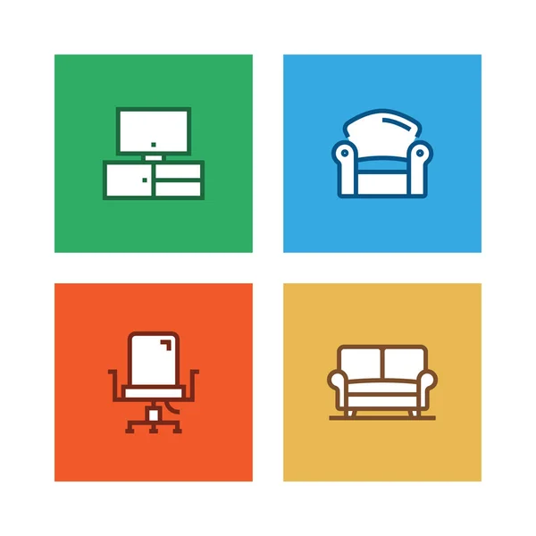 Furniture Line Icon Set Ілюстрація — стокове фото