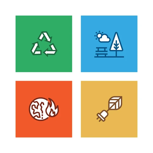 Ecology Line Icon Set Ilustración — Foto de Stock