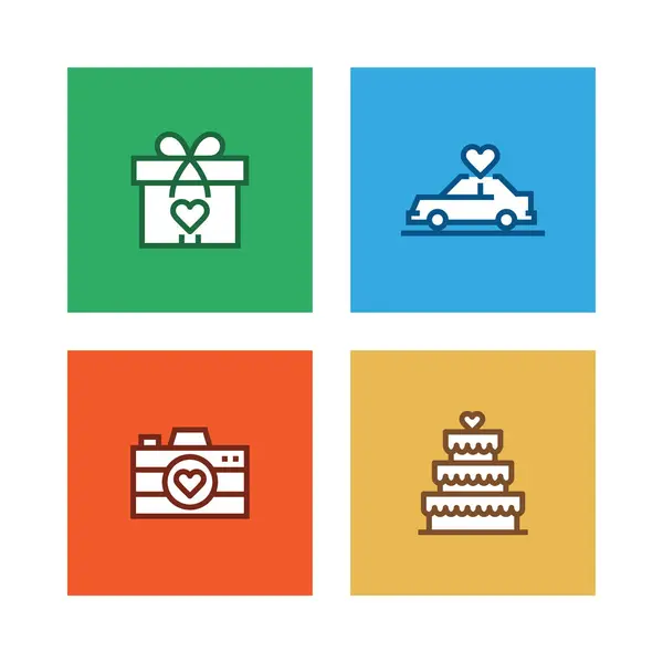 Línea Bodas Icon Set Ilustración — Foto de Stock