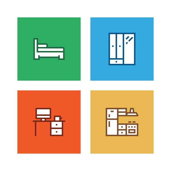 Línea Muebles Icon Set Ilustración — Foto de Stock