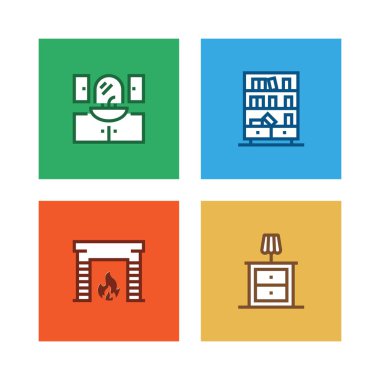Mobilya çizgi Icon Set