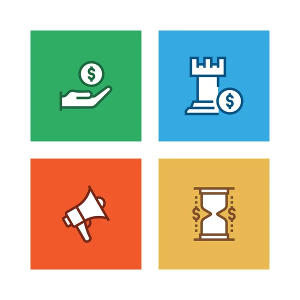 Business Marketing Lijn Icon Set — Stockfoto