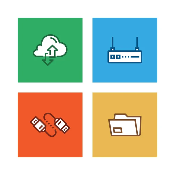 Cloud Computing Line Icon Set — Stock Photo, Image