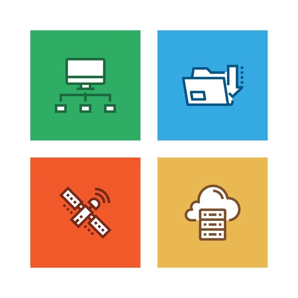 Cloud Data Technogy Line Icon Set — стокове фото