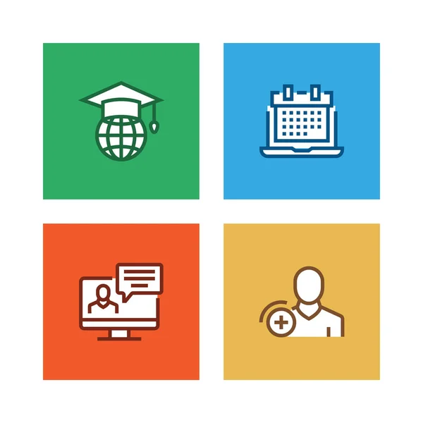 Online Eğitim Satır Icon Set — Stok fotoğraf