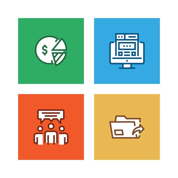 Workflow Und Business Line Icon Gesetzt — Stockfoto