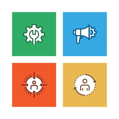 Dijital pazarlama satır Icon Set