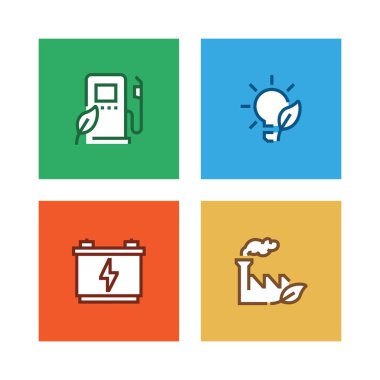 Yeşil enerji hattı Icon Set