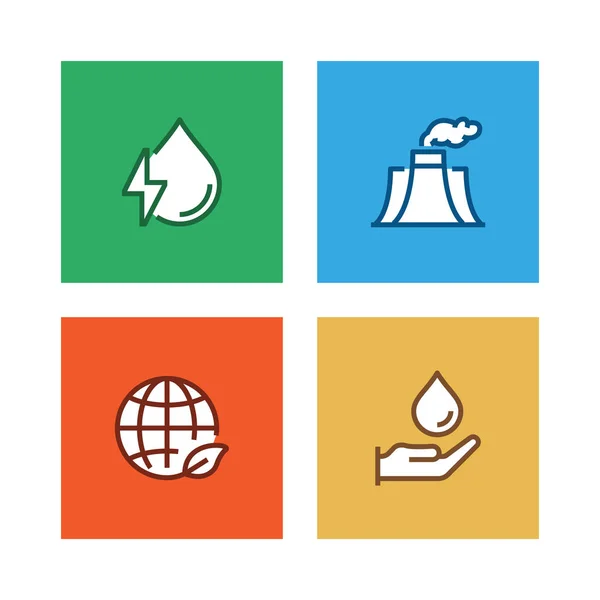 Green Energy Line Icon Set — Stock Photo, Image