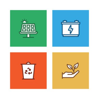 Güç ve enerji hattı Icon Set